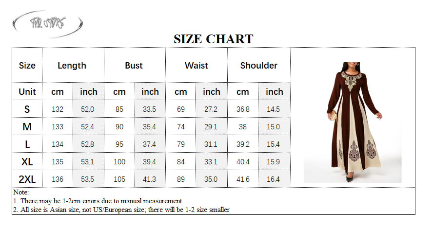 Elegant Muslim Dress for Women with O Neck and Long Sleeve