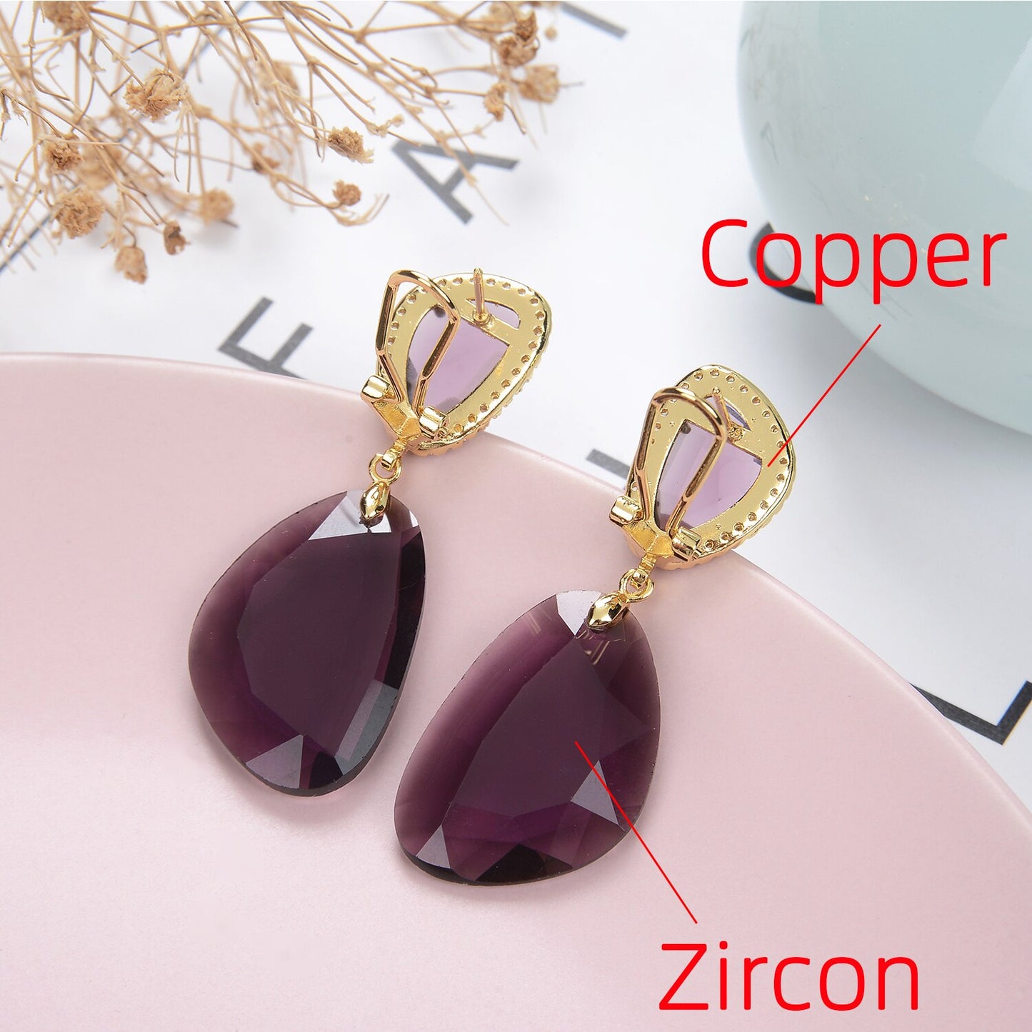 New Style  Simple Geometry Zircon Stone Stud Earrings