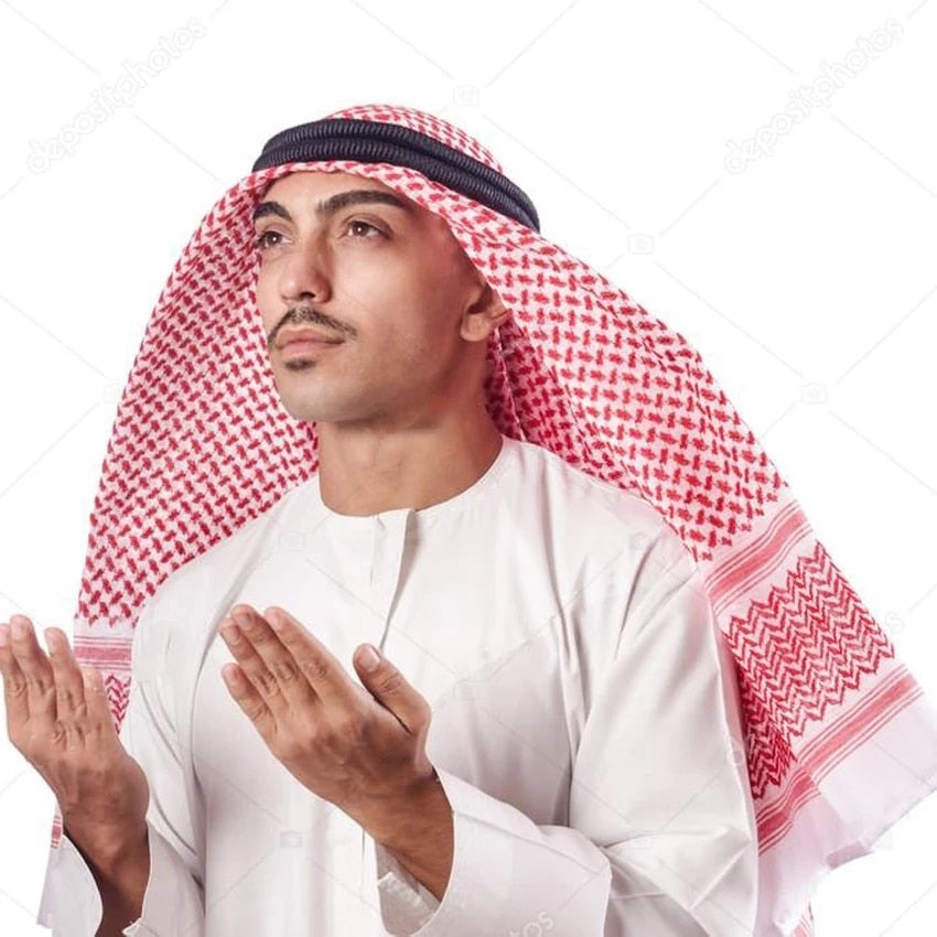 Traditional  Muslim Men Accessories Turban Praying Hat Plaid Head Scarf