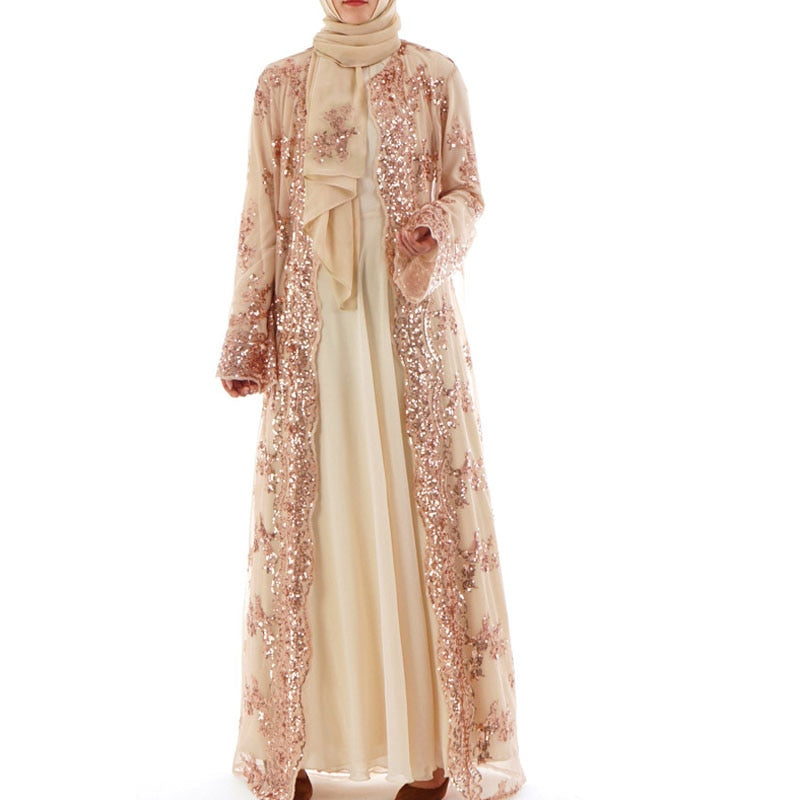 DHAAHIRA Design Women Embroider Floral Sequin Abaya