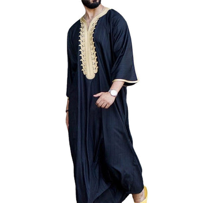 New Fashion Caftan Muslim Thobe with  V-neck Style