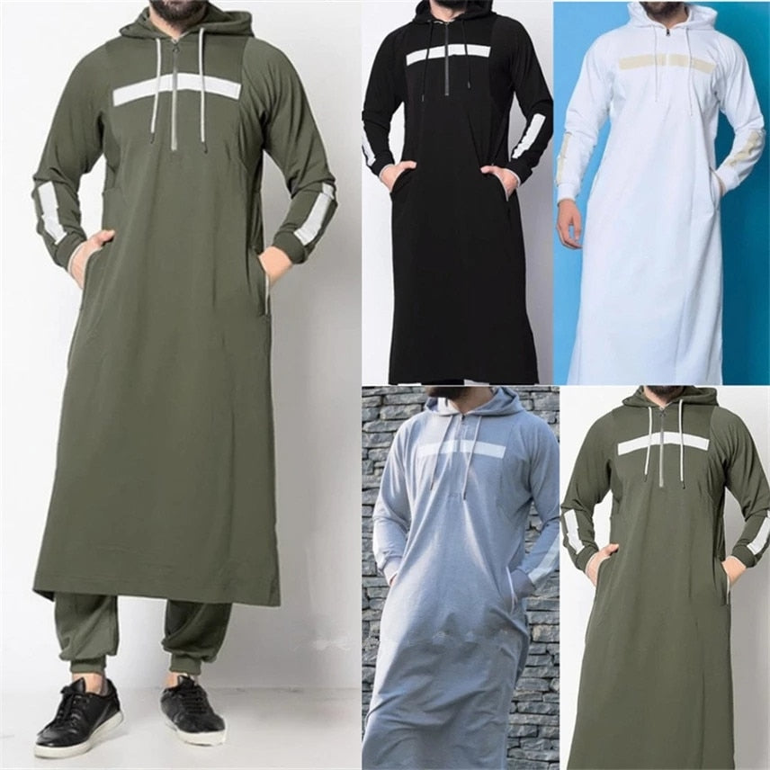 New Mens Jubba Thobe Clothing Winter Long Robes Traditional Kaftan Sweater