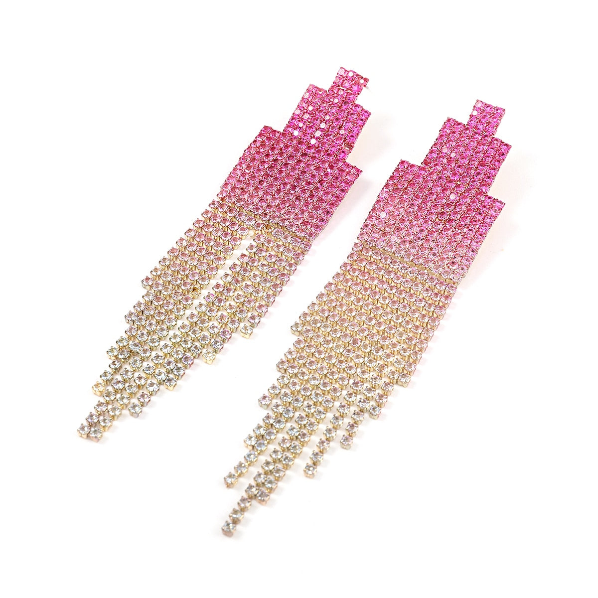 Rhinestone Claw Chain Tassel Pendant Earrings