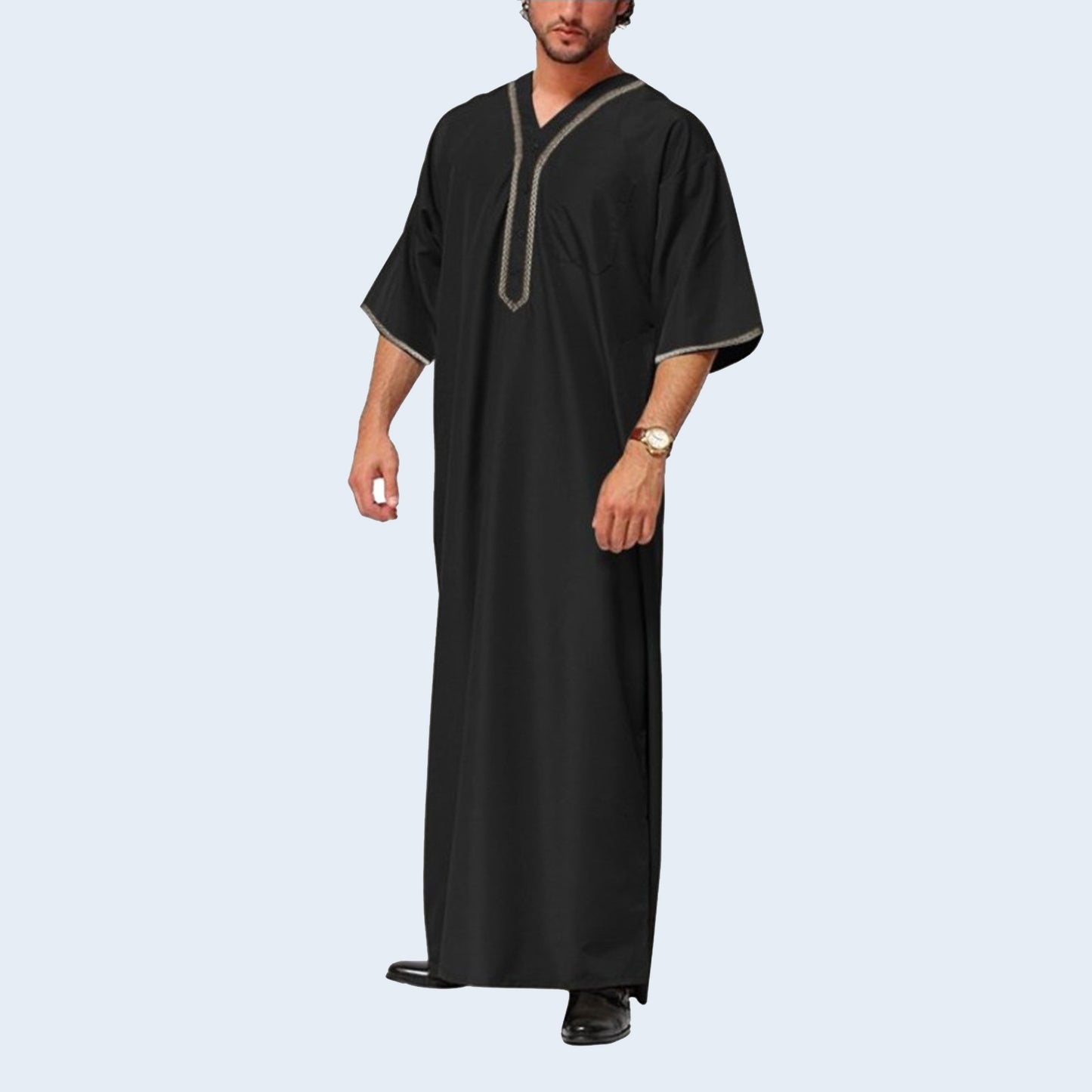 Muslim Men Jubba Thobe with Buttons, 2 Colors