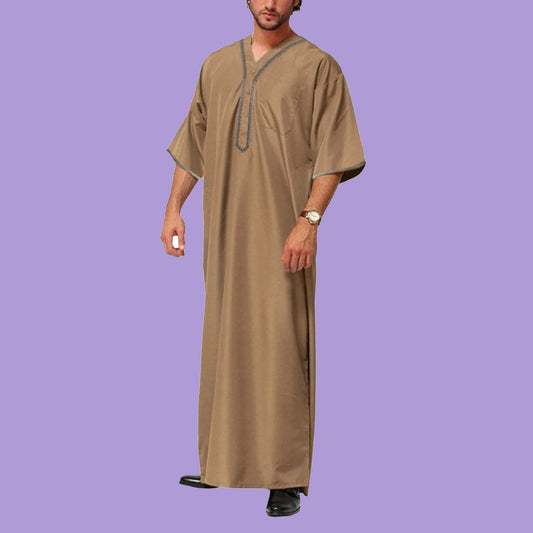 Muslim Men Jubba Thobe with Buttons, 2 Colors