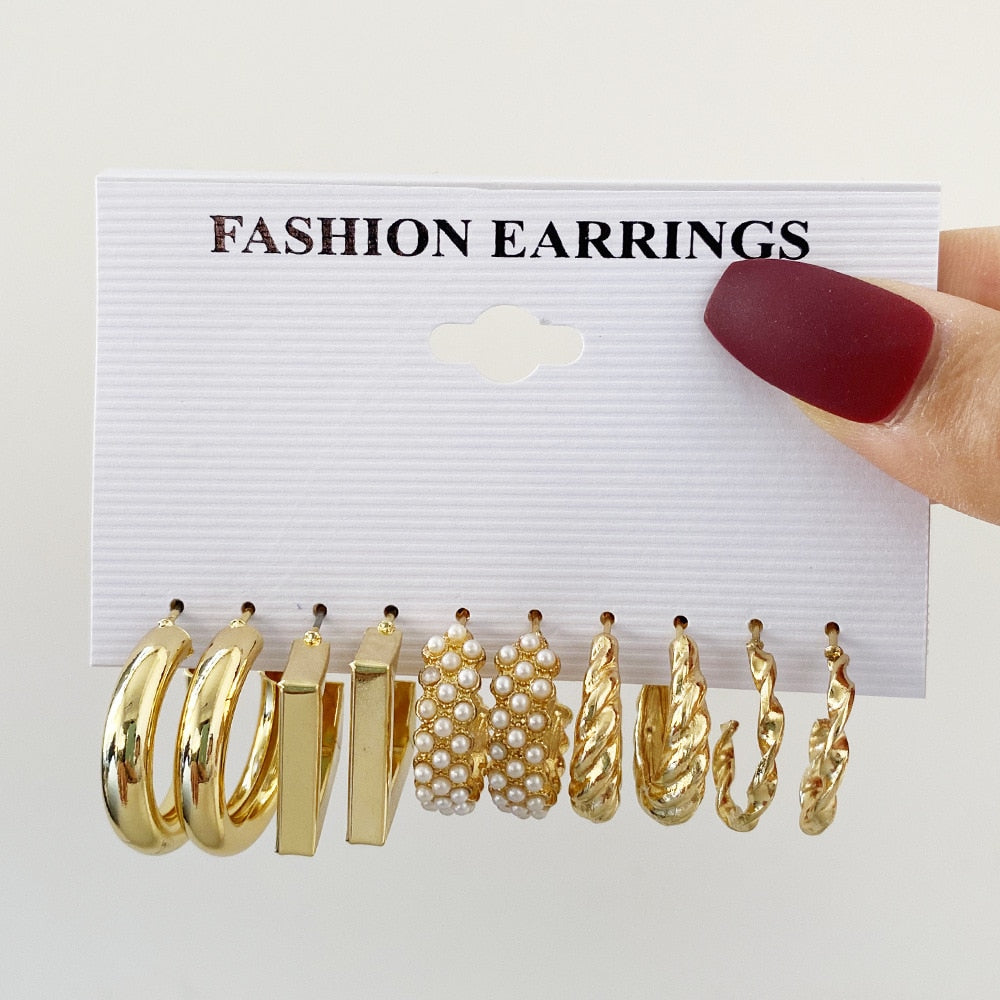 Gold Earrings Set