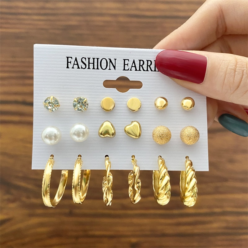 Vintage Geometric Earrings Set for Women