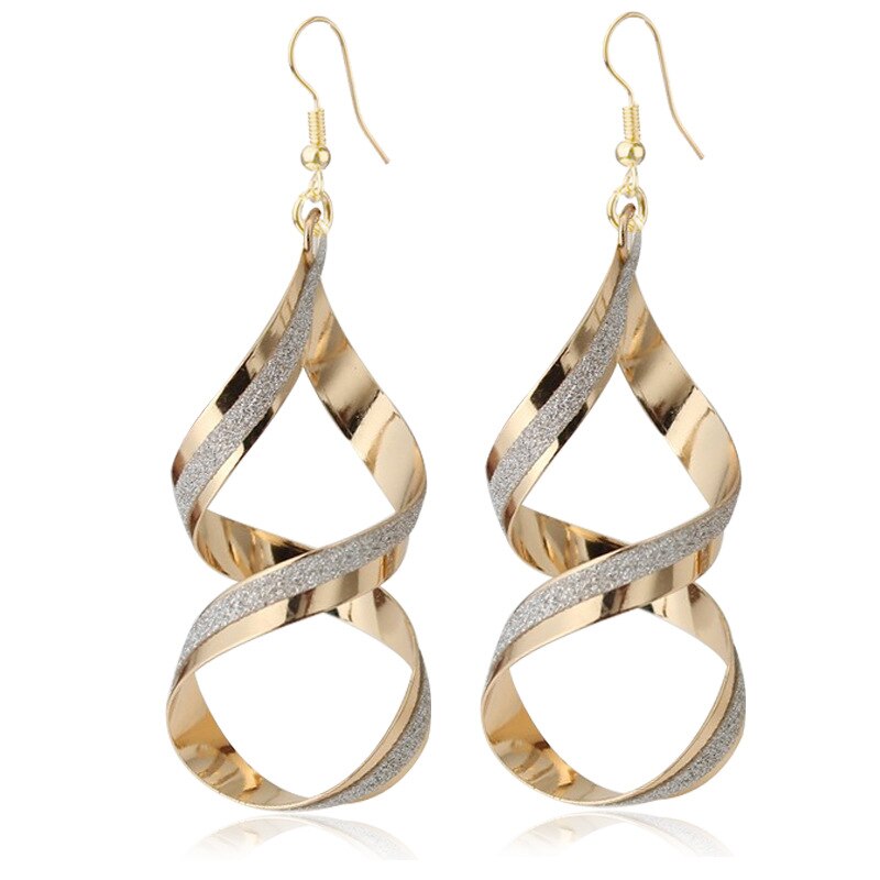 Gold Silver Color Spiral Earrings