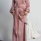 Two Pieces Sets Djellaba Muslim Dress Glossy Satin Abaya Muslim Robe 